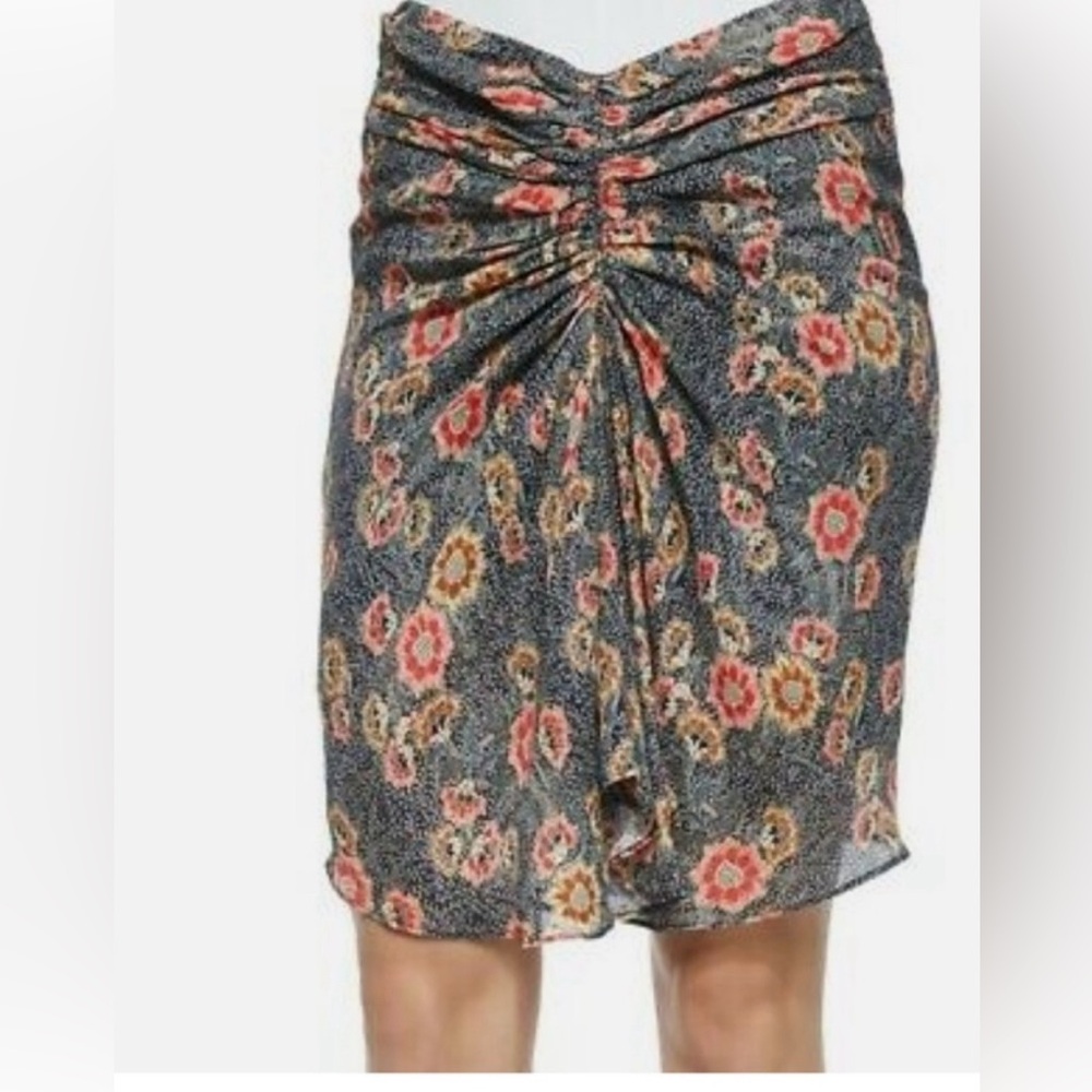Isabel Marant ETOILE chiffon gathered floral printed knee length skirt